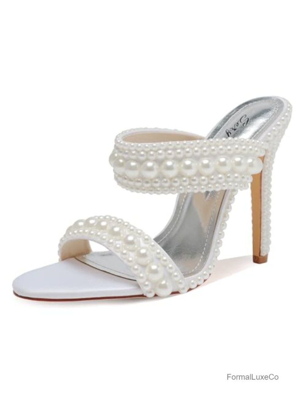 Women's Pearl Open-Toe Sparkly Stiletto Heels Sandals Party Wedding Shoes